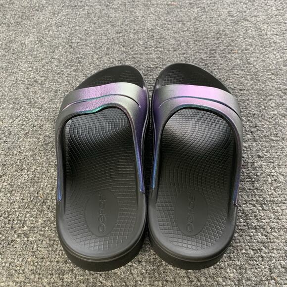 Oofos Ooahh Slides Women Size 7 Black Purple Lightweight Recovery Sandals Rubber - Picture 12 of 13